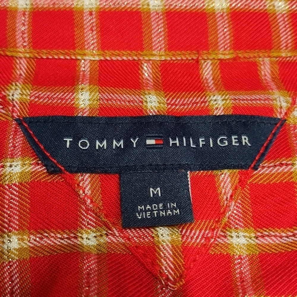 Tommy Hilfiger Shirt Women's Red Plaid Button Down Shirt Size M - Picture 7 of 8